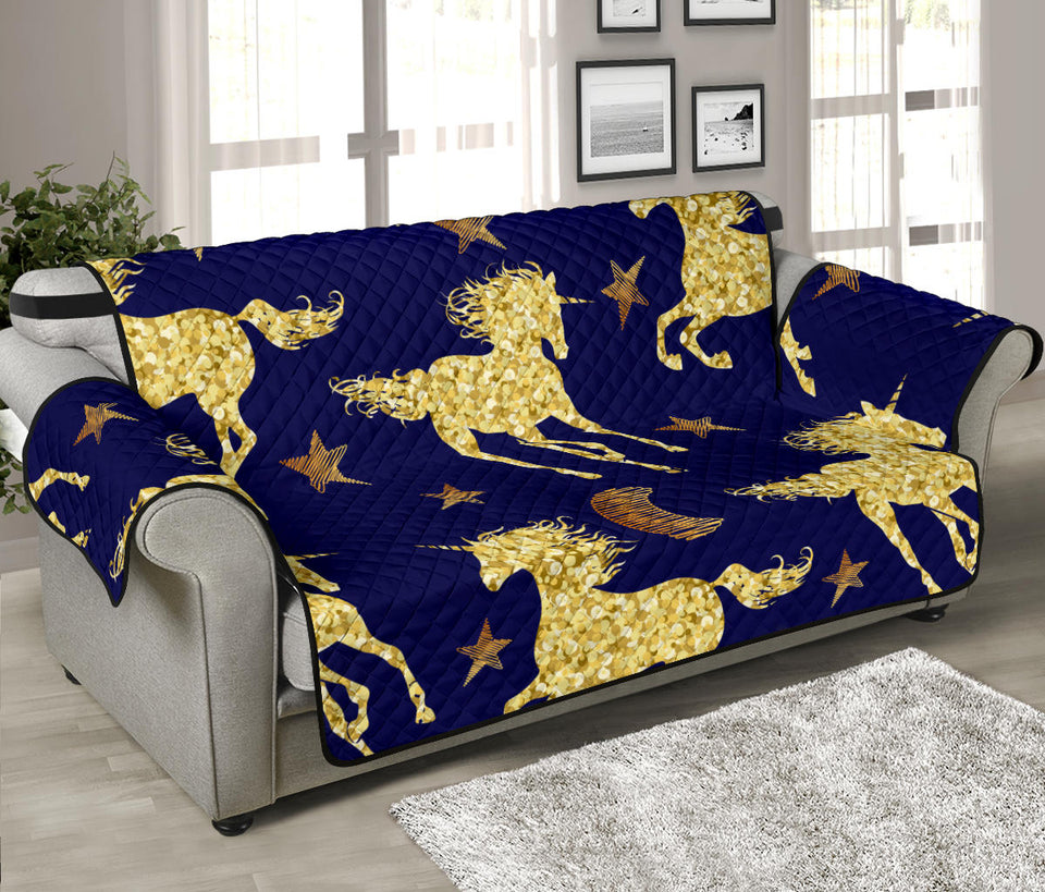 Unicorn Gold Pattern Sofa Cover Protector