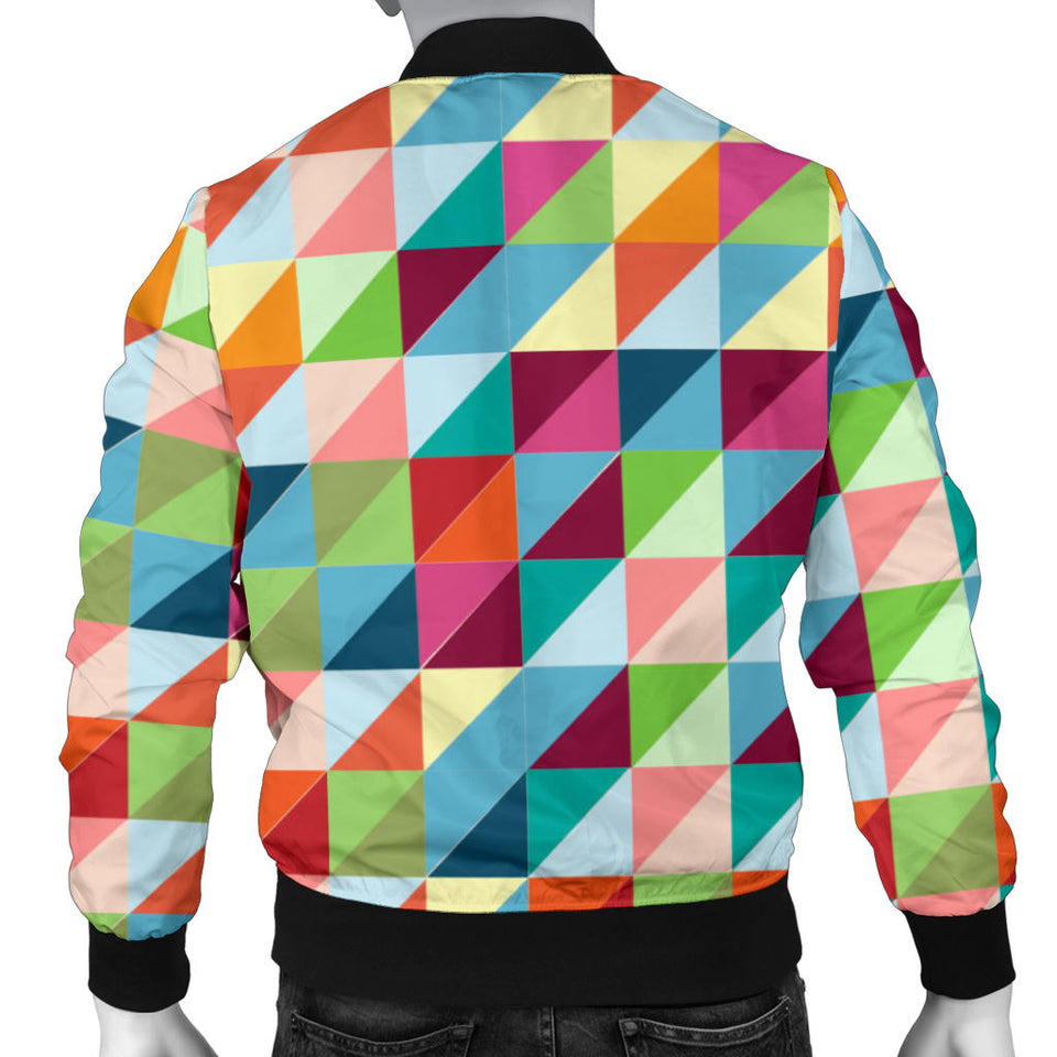 Rainbow Geometric Pattern Men Bomber Jacket