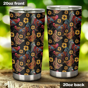 Rooster Chicken Flower Pattern Tumbler