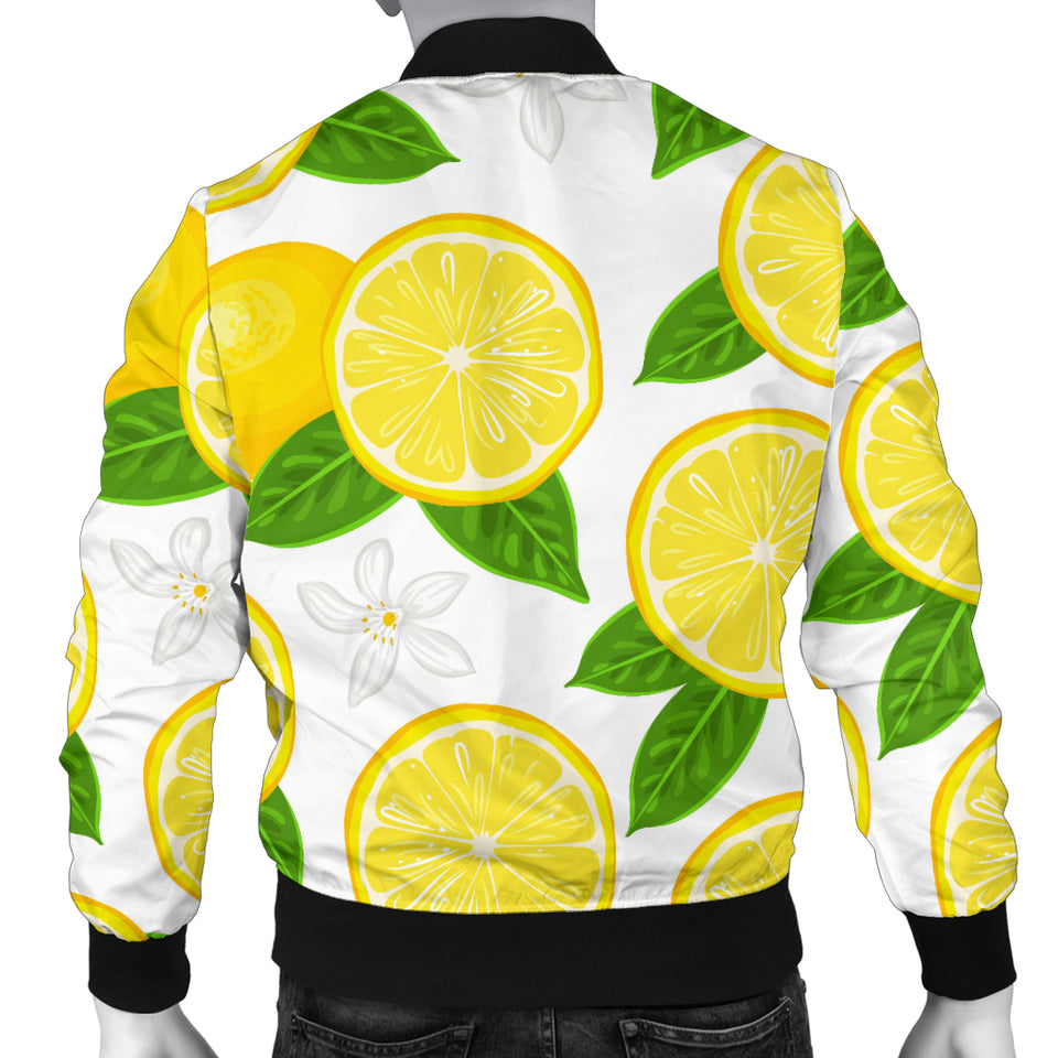 Lemon Flower Pattern Men Bomber Jacket