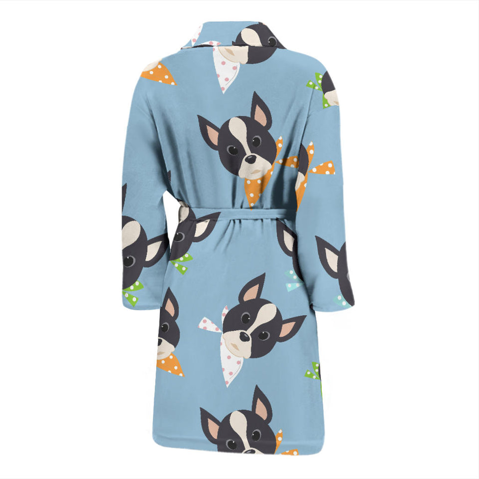 Cute Boston Terrier Pattern Men Bathrobe