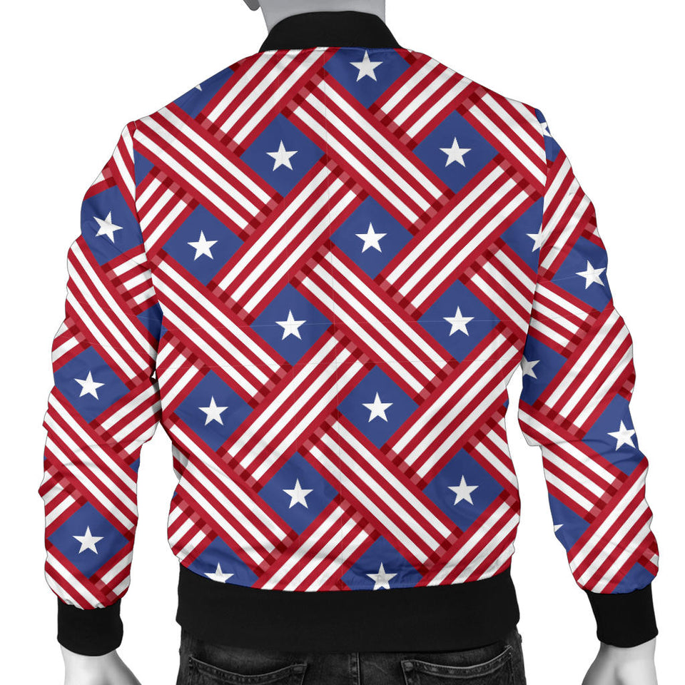 USA Star Stripe Pattern Men Bomber Jacket