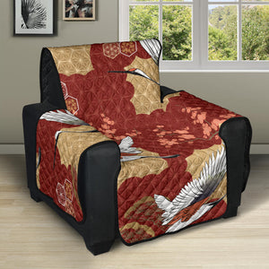 Japanese Crane Theme Pattern Recliner Cover Protector