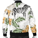Zebra Hibiscus Pattern Men Bomber Jacket