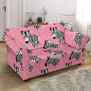 Zebra Head Pattern Loveseat Couch Slipcover