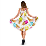 Color Ice Cream Cone Pattern Sleeveless Midi Dress