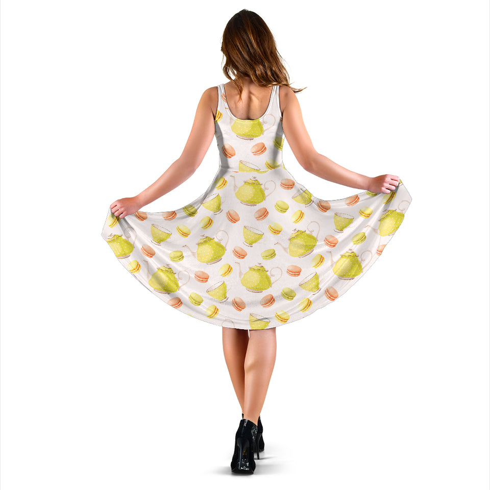 Tea pots Pattern Print Design 03 Sleeveless Midi Dress
