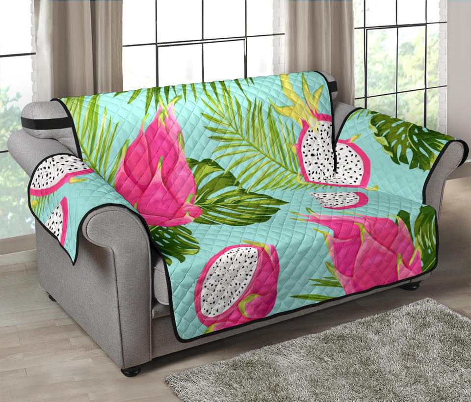 Dragon Fruit Leaves Pattern Loveseat Couch Cover Protector