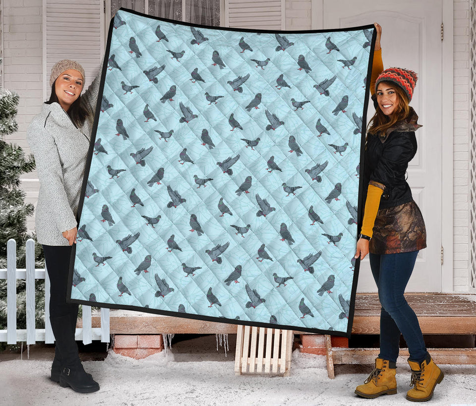 Pigeon Pattern Print Design 02 Premium Quilt