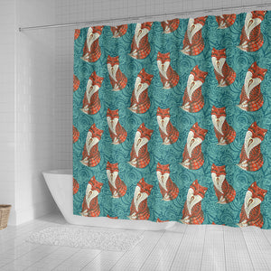 Fox Tribal Pattern Background Shower Curtain Fulfilled In US