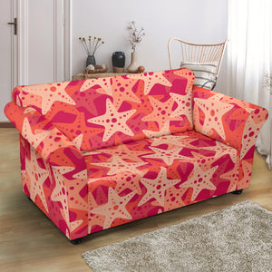 Starfish Red Theme Pattern Loveseat Couch Slipcover