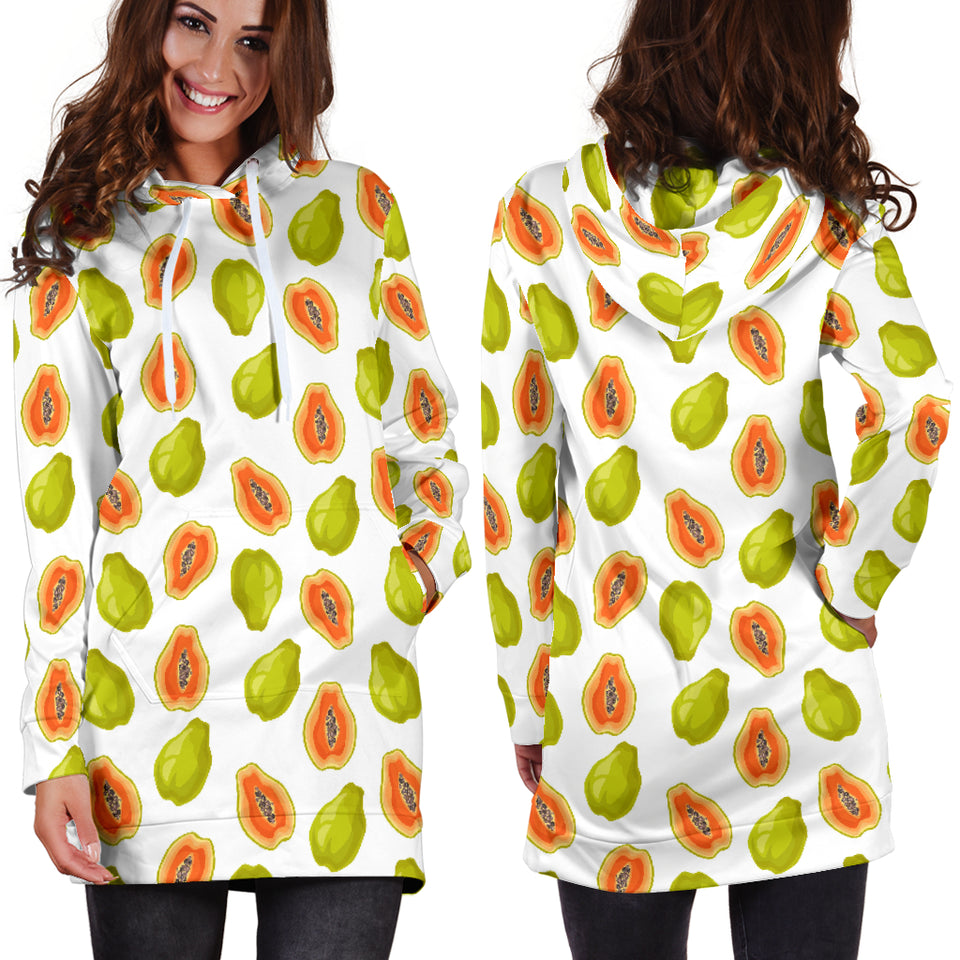 Papaya Pattern Theme Women Hoodie Dress