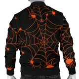 Orange Cobweb Spider Web Pattern Men Bomber Jacket