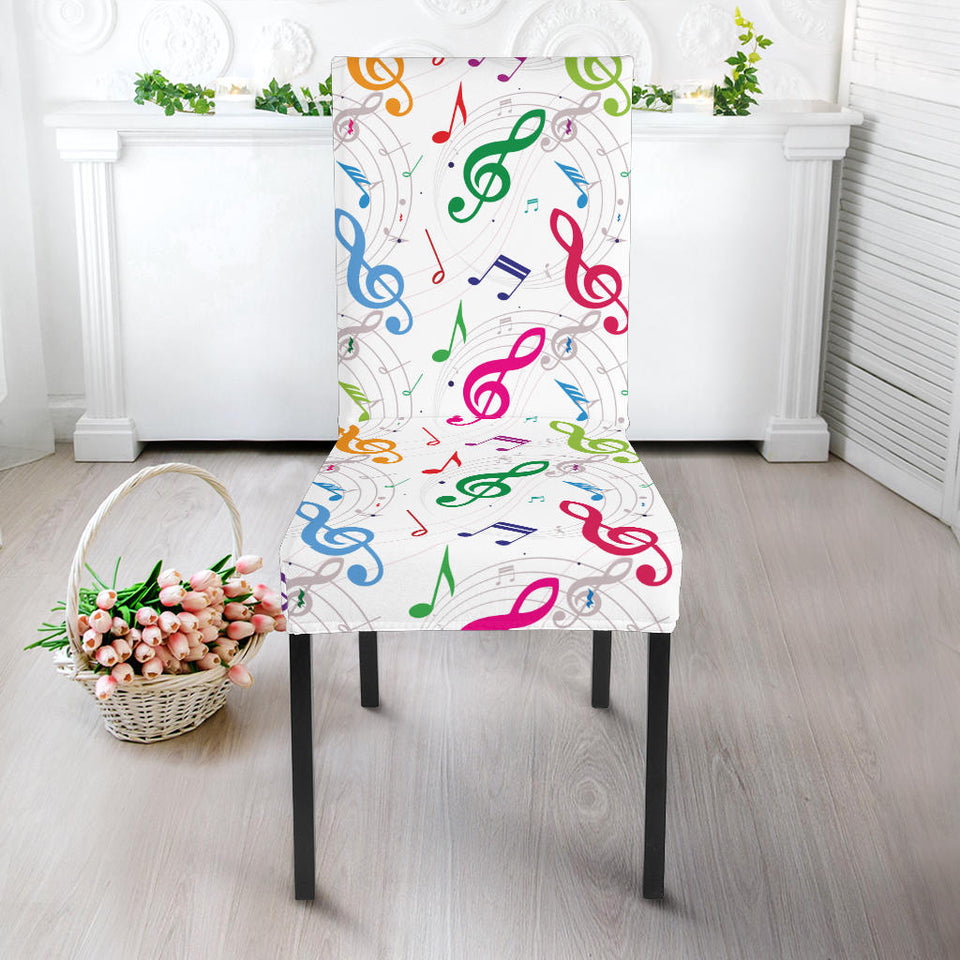 Music Notes Pattern Print Design 02 Dining Chair Slipcover