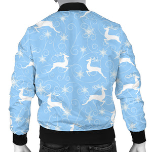 Snowflake Deer Pattern Men Bomber Jacket