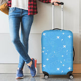 Airplane Pattern Blue Background Luggage Covers