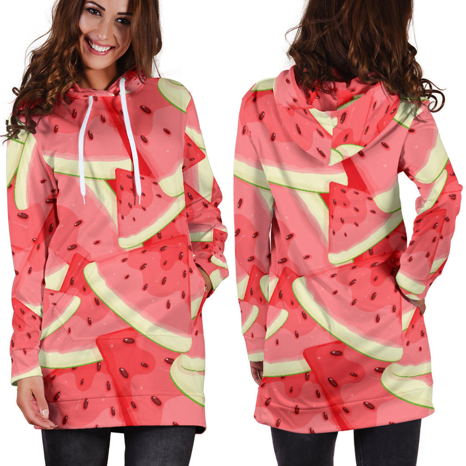 Watermelon Pattern Background Women Hoodie Dress