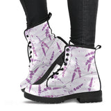 Lavender Pattern Stripe Background Leather Boots