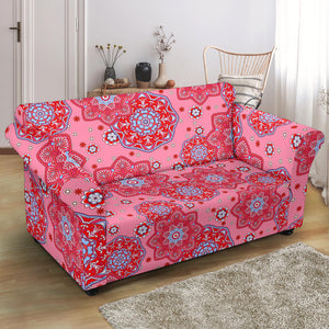 Indian Pink Pattern Loveseat Couch Slipcover