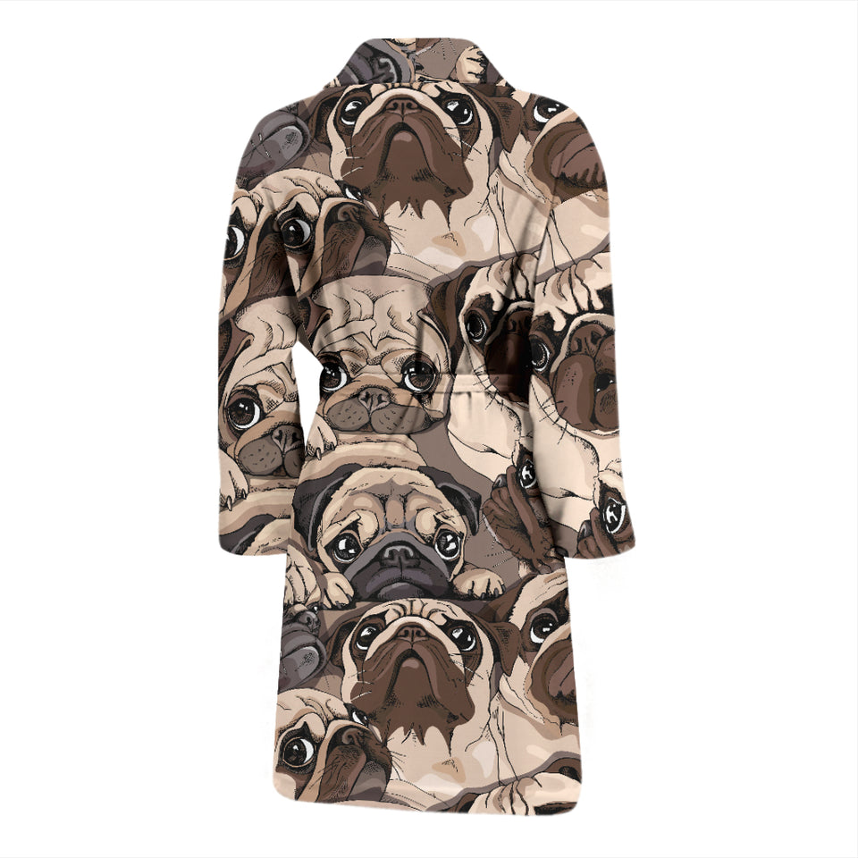 Pug Pattern Background Men Bathrobe