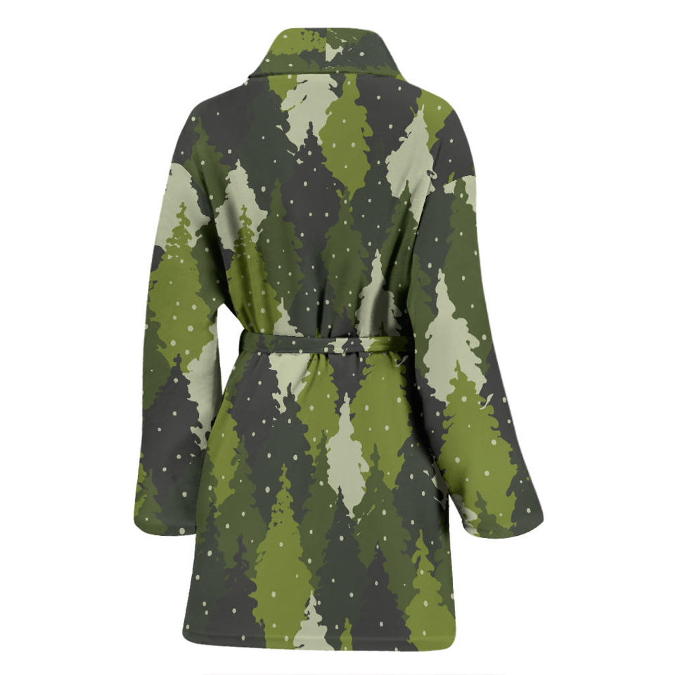 Christmas Tree Camo Pattern Women Bathrobe