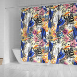 Toucan Leaves Flower Pattern Shower Curtain Fulfilled In US