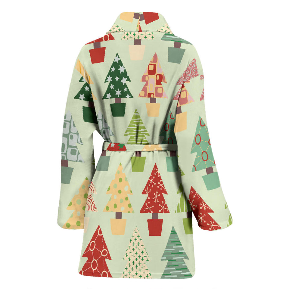 Christmas Tree Pattern Backgroind Women Bathrobe