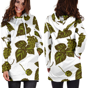 Hop Leaves Pattern Women Hoodie Dress