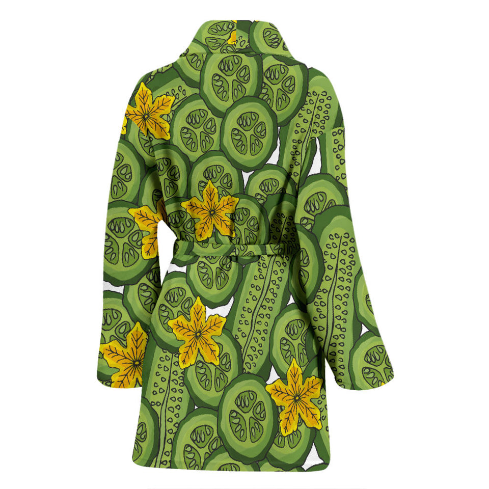 Cucumber Pattern Theme Women Bathrobe