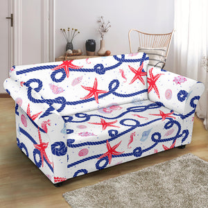 Starfish Shell Rope Pattern Loveseat Couch Slipcover