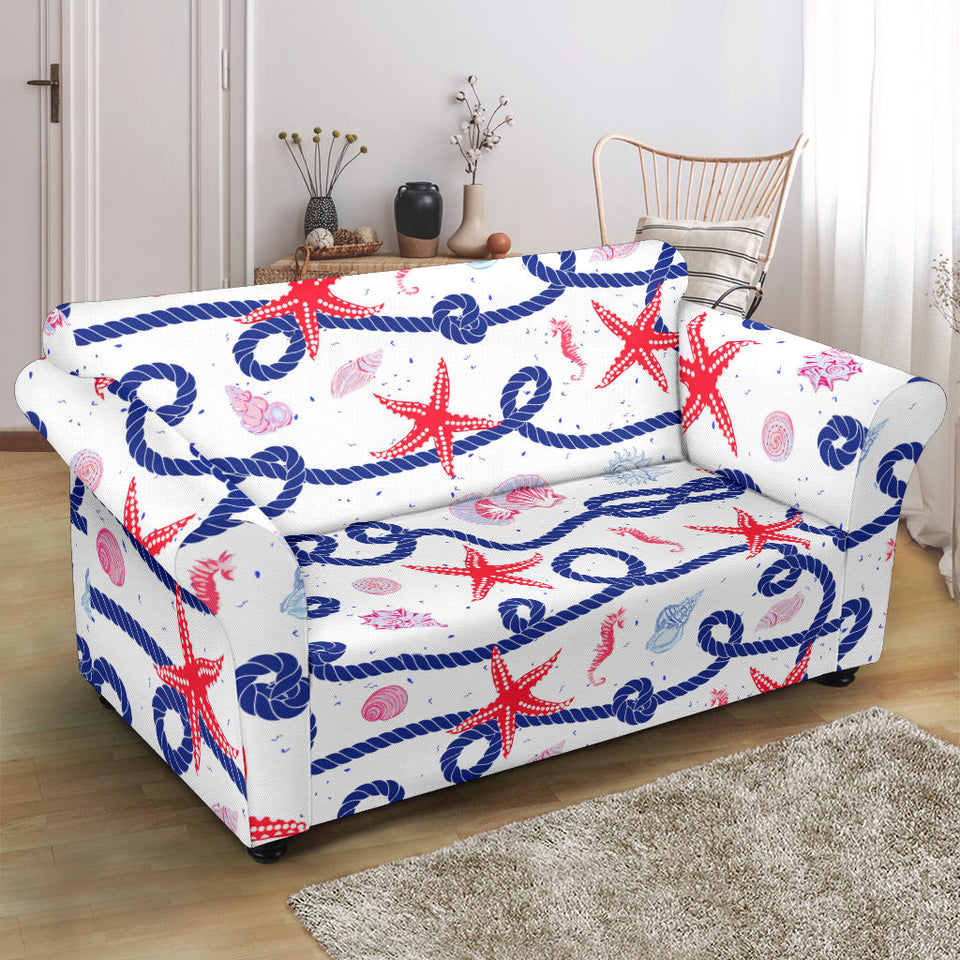 Starfish Shell Rope Pattern Loveseat Couch Slipcover