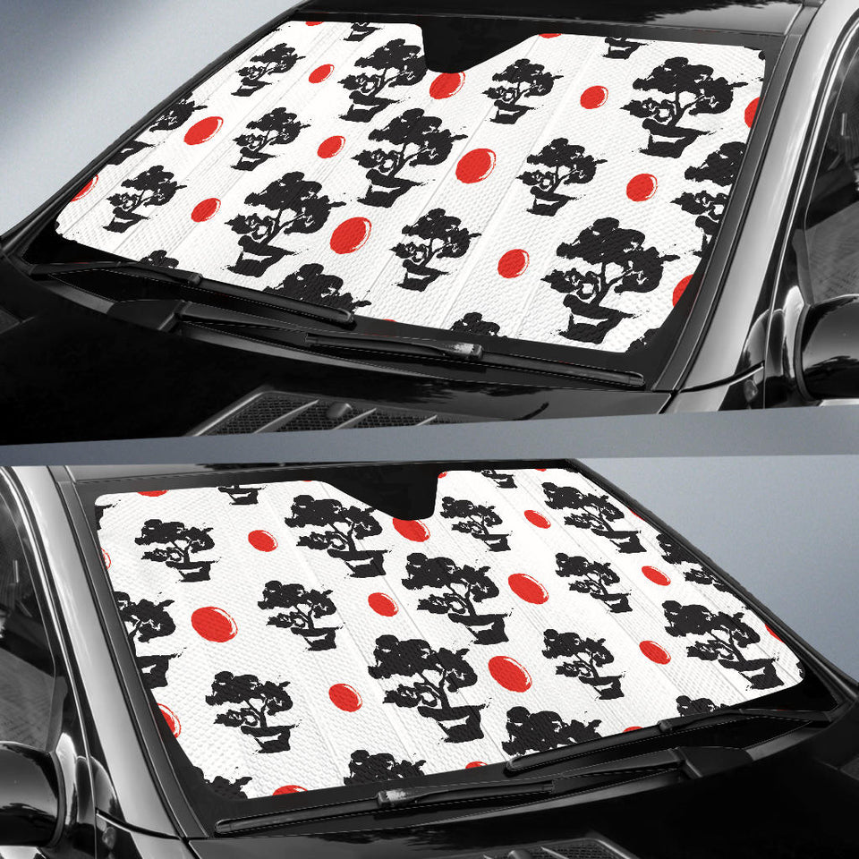 Black Bonsai Pattern Car Sun Shade
