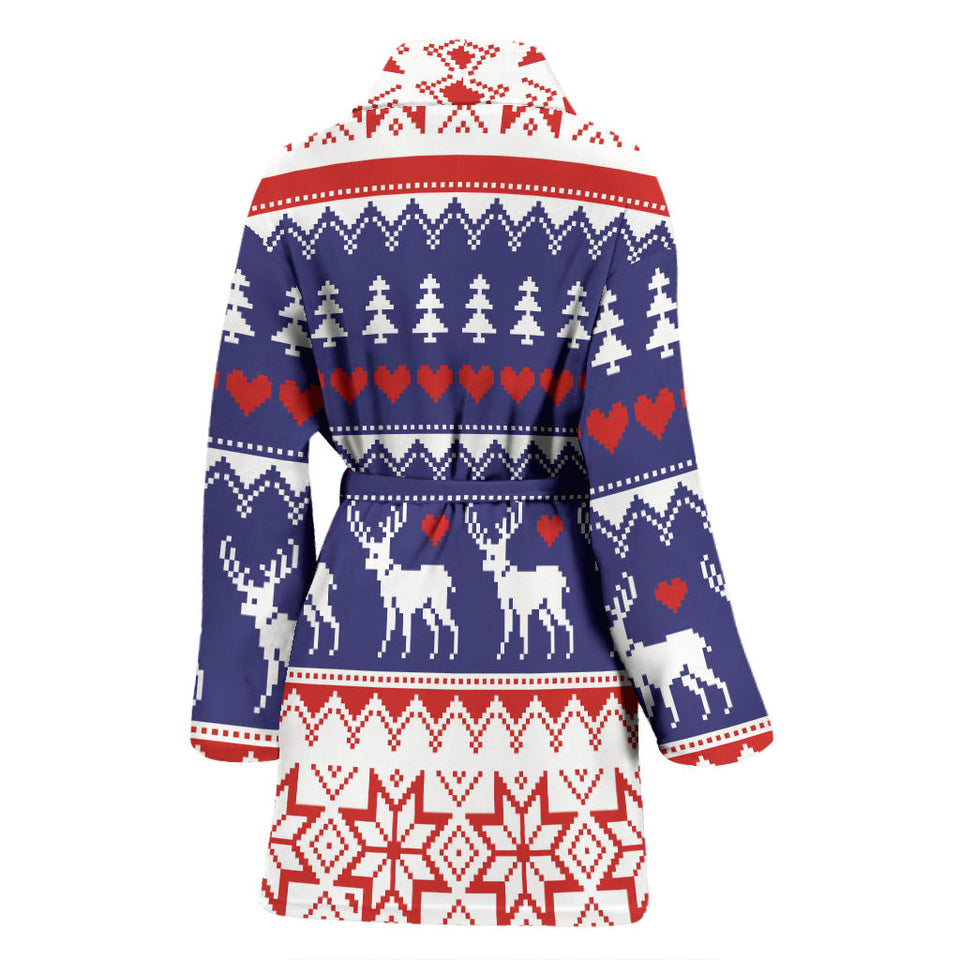 Deer Sweater Printed Pattern Women Bathrobe