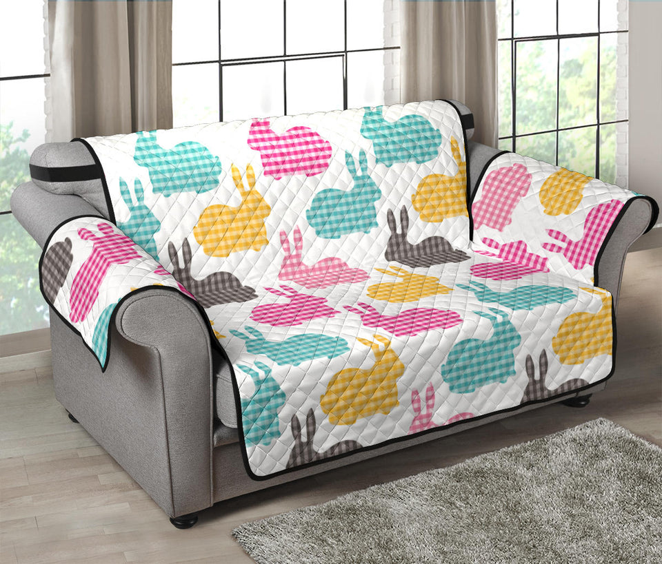 Colorful Rabbit Pattern Loveseat Couch Cover Protector