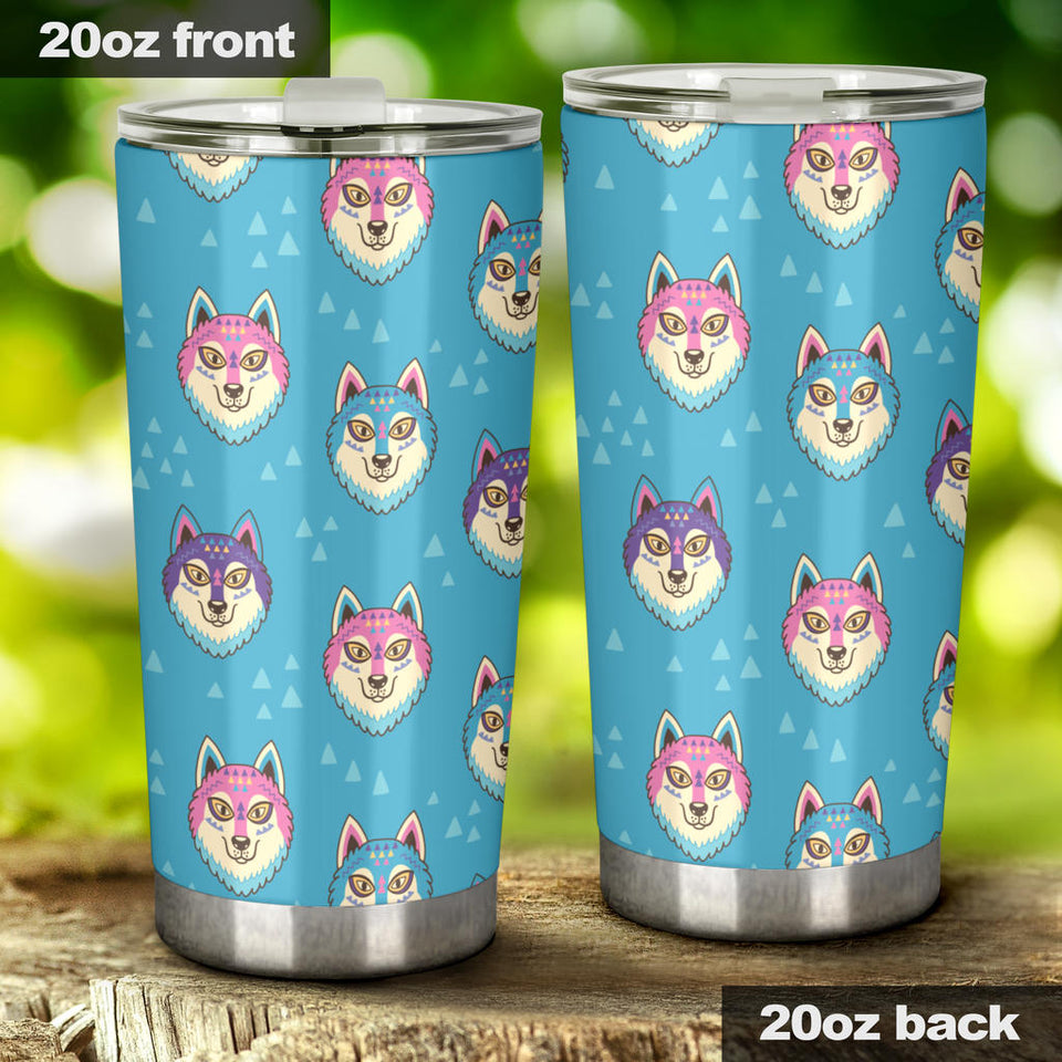 Siberian Husky Head Pattern Tumbler