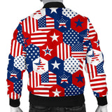 USA Star Hexagon Pattern Men Bomber Jacket