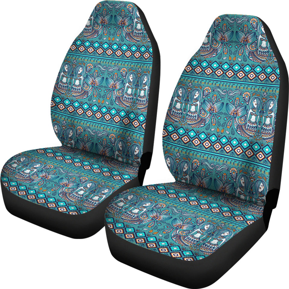 Mermaid Pattern Ethnic Motifs Universal Fit Car Seat Covers