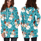 Snowman Chirstmas Pattern Women Hoodie Dress