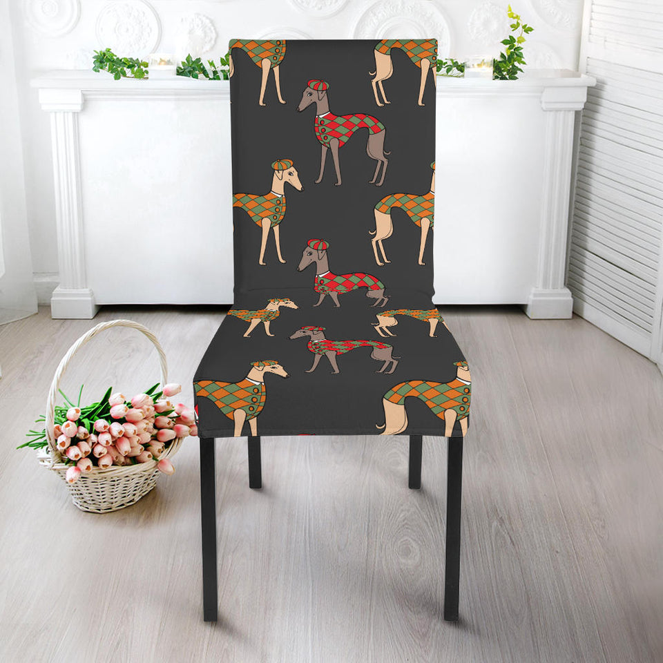 Greyhound Pattern Print Design 01 Dining Chair Slipcover