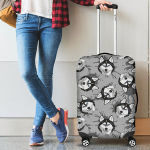 Siberian Husky Pattern Theme Luggage Covers