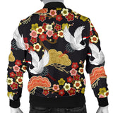 Japanese Crane Pattern Men Bomber Jacket