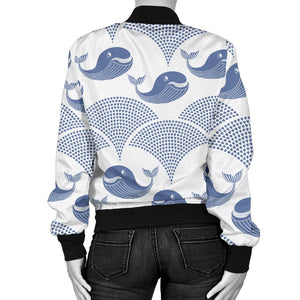 Whale Pattern Women Bomber Jacket