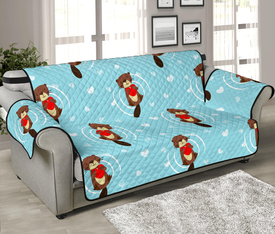Otter Heart Pattern Sofa Cover Protector