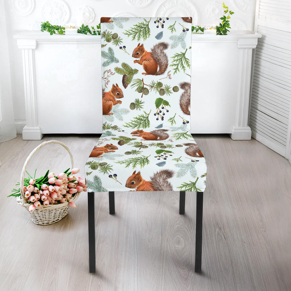 Squirrel Pattern Print Design 02 Dining Chair Slipcover