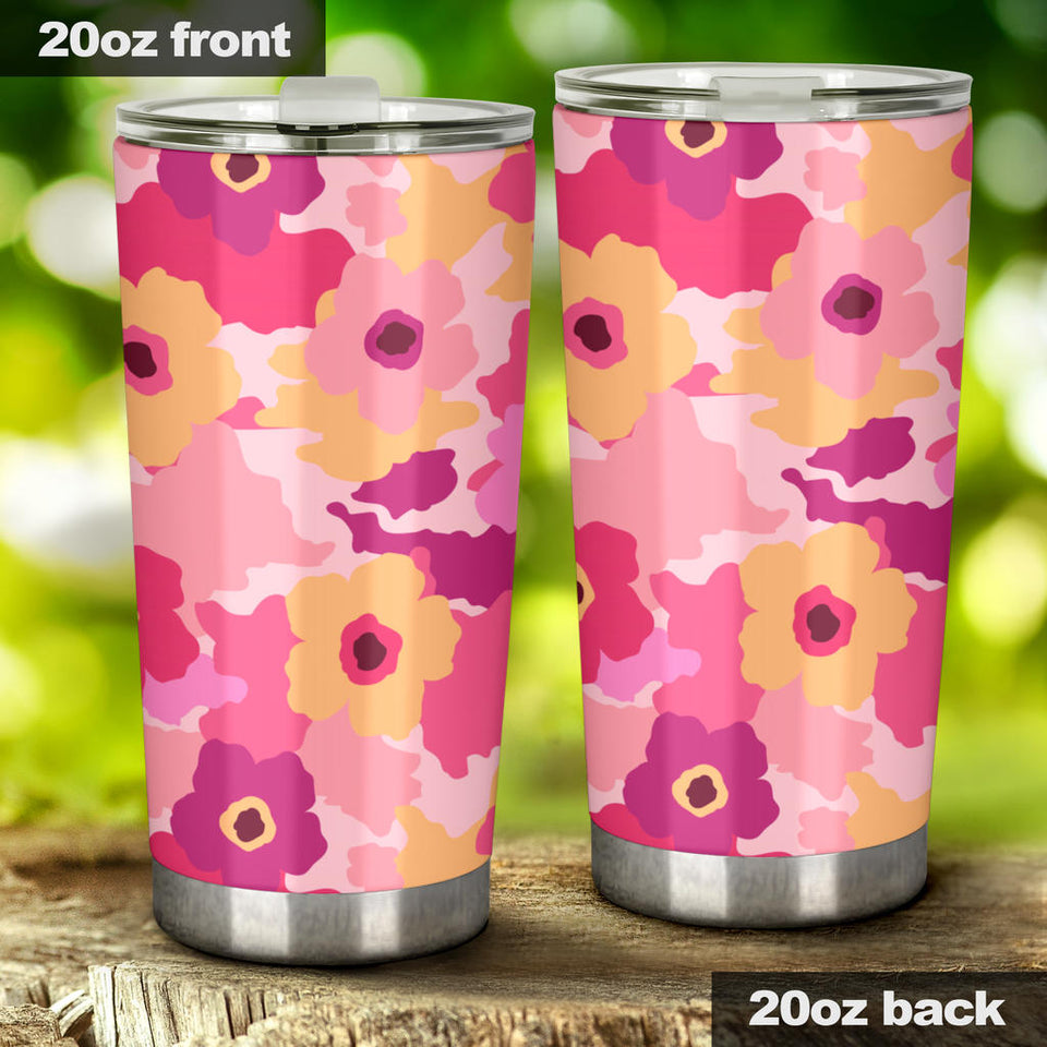 Pink Camo Camouflage Flower Pattern Tumbler