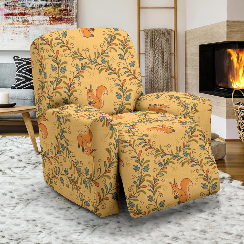 Squirrel Pattern Print Design 01 Recliner Chair Slipcover