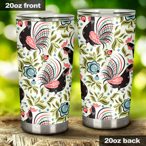 Rooster Chicken Leaves Pattern Tumbler