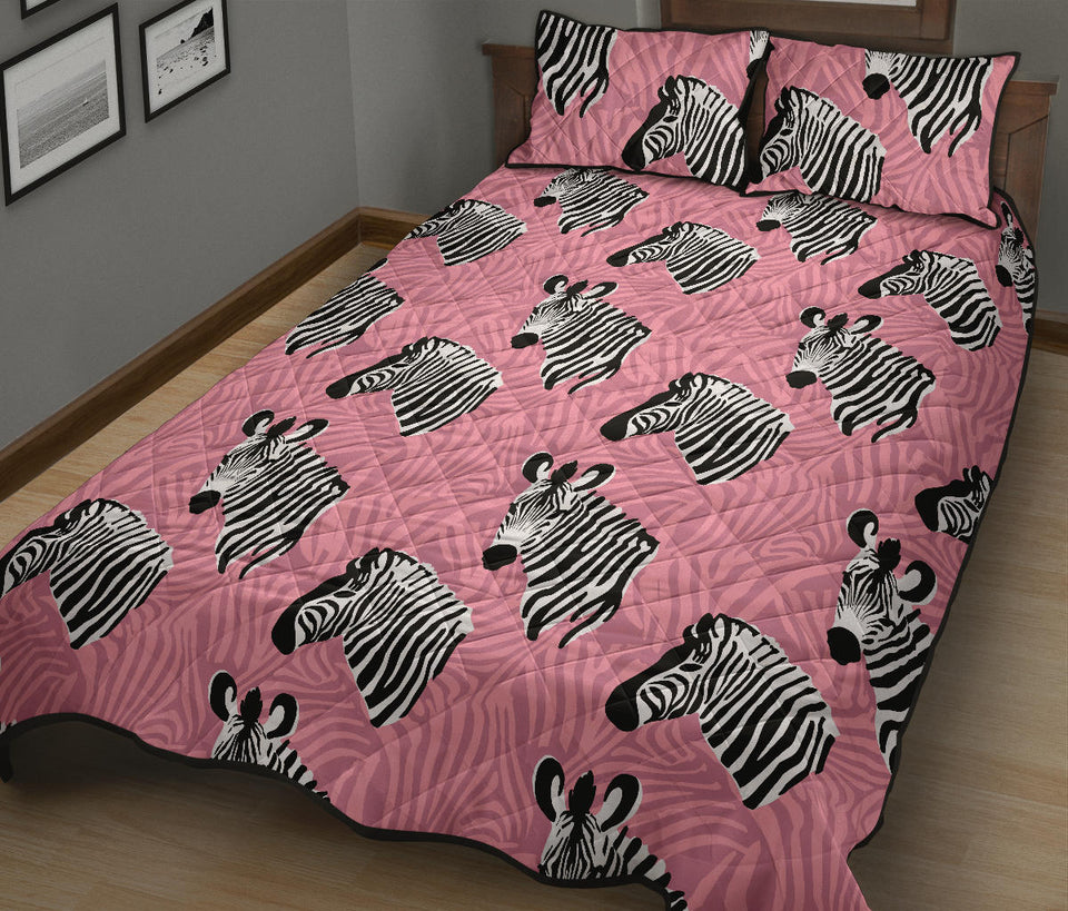 Zebra Head Pattern Quilt Bed Set