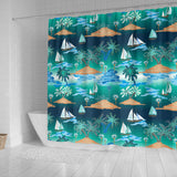 Sailboat Water Color Pattern Shower Curtain Fulfilled In US