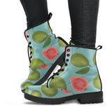 Guava Pattern Green Background Leather Boots